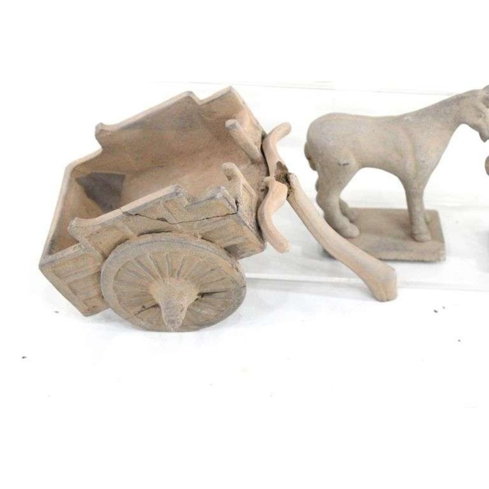 Vtg Chinese Terracotta Warrior Figurine Set 18pc Horses Chariot Xi'an Replica - Picture 7 of 8